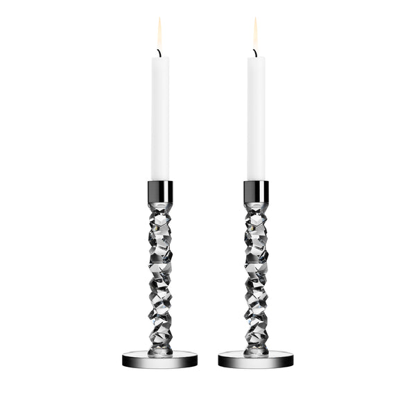 ORREFORS Carat Candlestick Pair