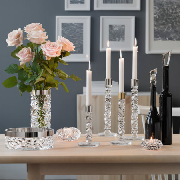 ORREFORS Carat Candlestick Brass Pair