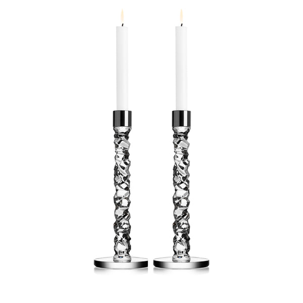 ORREFORS Carat Candlestick Pair