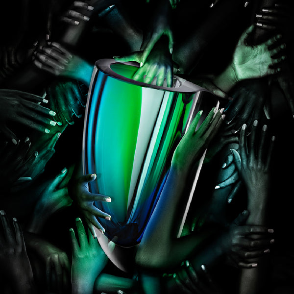 KOSTA BODA Mirage Vase Green Blue