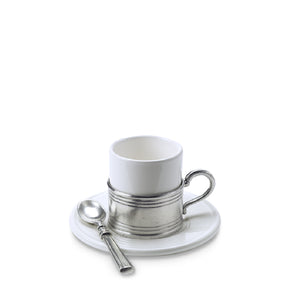 MATCH PEWTER Espresso Cup with Ceramic Saucer Set of 2