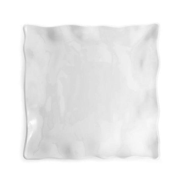 Q SQUARED Ruffle White Melamine Square Platter Set Of 4