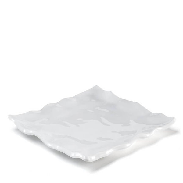 Q SQUARED Ruffle White Melamine Square Platter Set Of 4