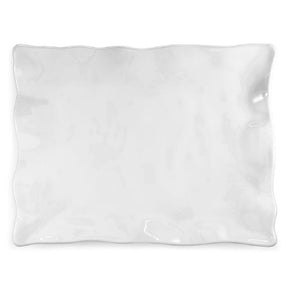 Q SQUARED Ruffle White Melamine Rectangle Platter Set Of 4