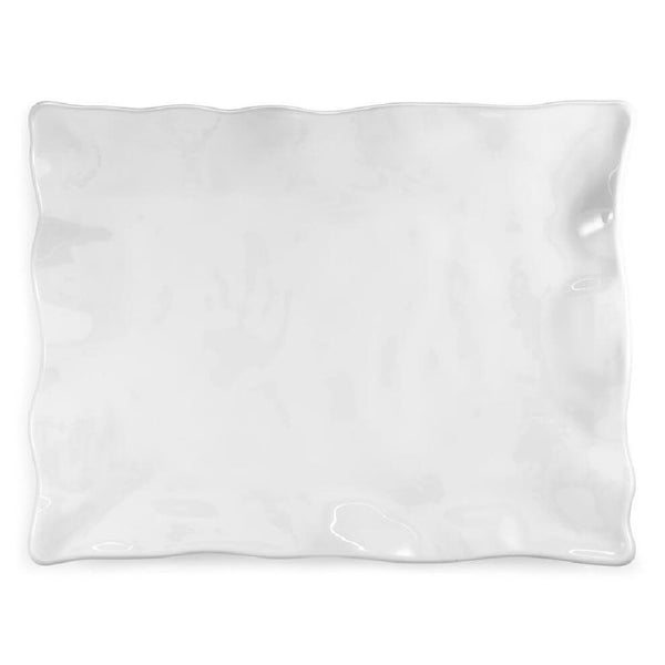 Q SQUARED Ruffle White Melamine Rectangle Platter Set Of 4