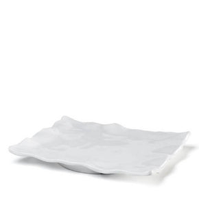 Q SQUARED Ruffle White Melamine Rectangle Platter Set Of 4