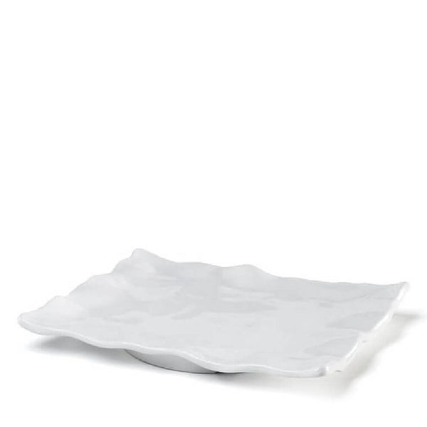 Q SQUARED Ruffle White Melamine Rectangle Platter Set Of 4