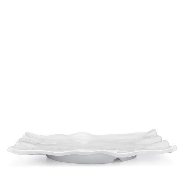 Q SQUARED Ruffle White Melamine Rectangle Platter Set Of 4