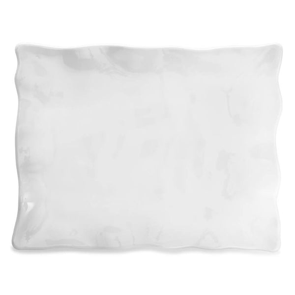 Q SQUARED Ruffle White Melamine Rectangle Platter Set Of 4