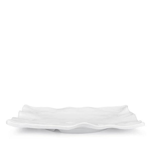Q SQUARED Ruffle White Melamine Rectangle Platter Set Of 4