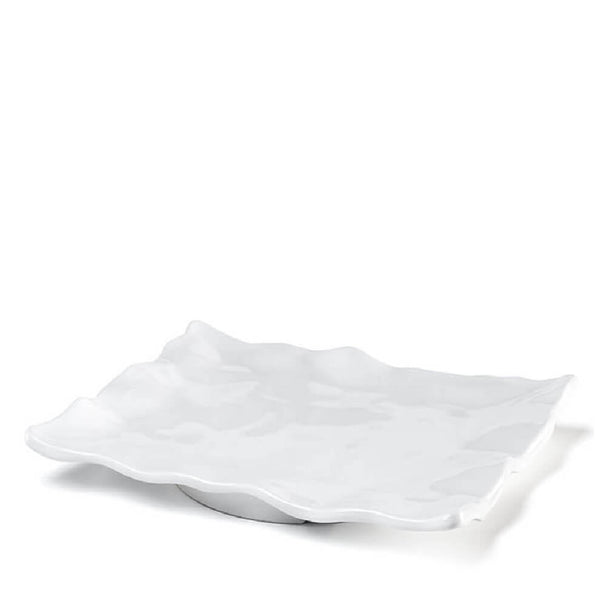 Q SQUARED Ruffle White Melamine Rectangle Platter Set Of 4