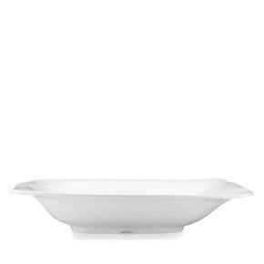 Q SQUARED Ruffle White Melamine Rectangle Shallow Serving Bowl Set Of 4