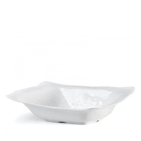 Q SQUARED Ruffle White Melamine Rectangle Shallow Serving Bowl Set Of 4