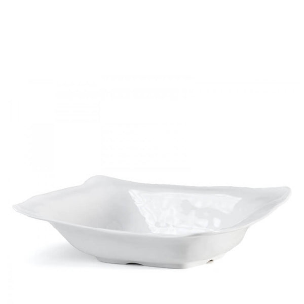 Q SQUARED Ruffle White Melamine Rectangle Shallow Serving Bowl Set Of 4