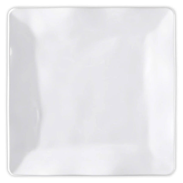 Q SQUARED Ruffle White Melamine Square Dinner Plate Set Of 4
