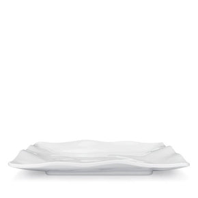 Q SQUARED Ruffle White Melamine Square Dinner Plate Set Of 4