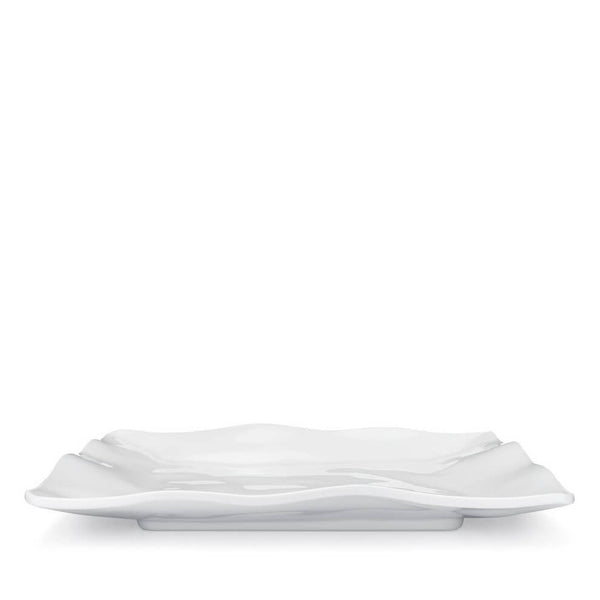 Q SQUARED Ruffle White Melamine Square Dinner Plate Set Of 4