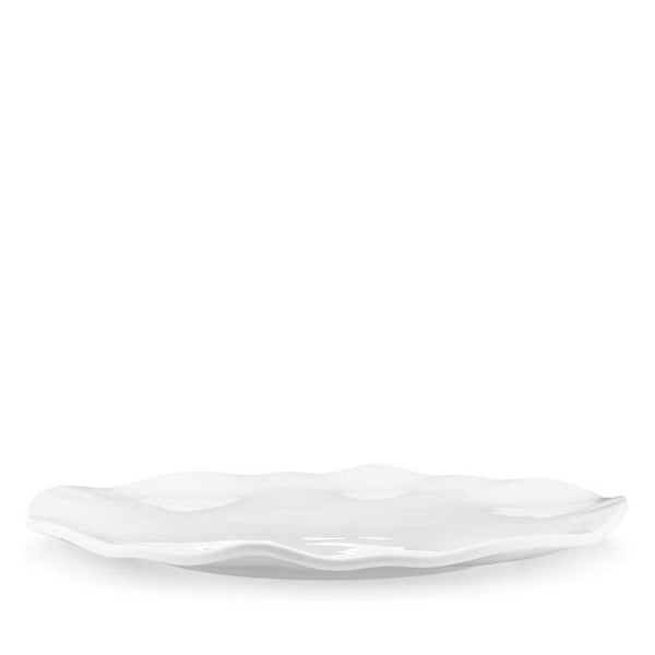 Q SQUARED Ruffle White Melamine Round Platter Set Of 4