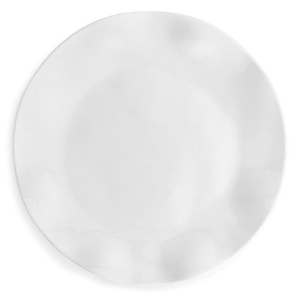 Q SQUARED Ruffle White Melamine Round Dinner Plate Set Of 4