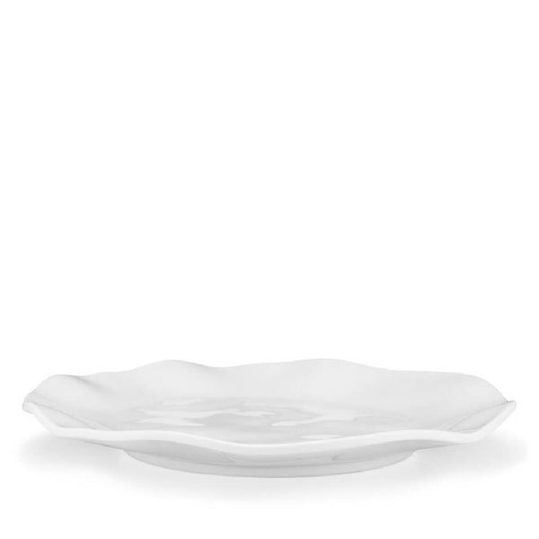 Q SQUARED Ruffle White Melamine Round Dinner Plate Set Of 4