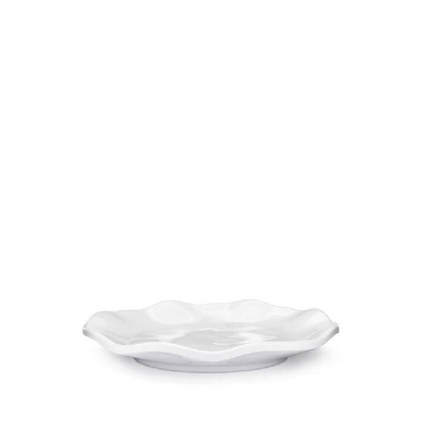 Q SQUARED Ruffle White Melamine Round Canape Plate Set Of 4