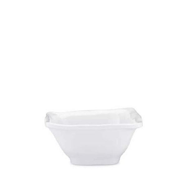 Q SQUARED Ruffle White Melamine Square Mini Dip Bowl Set Of 8