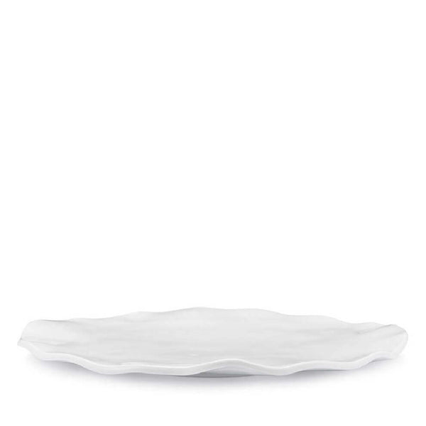 Q SQUARED Ruffle White Melamine Oval Platter Set Of 4