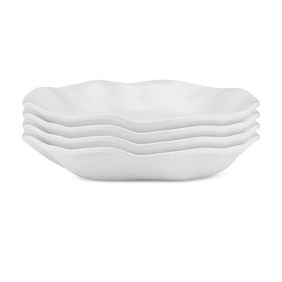 Q SQUARED Ruffle Melamine Round Dinner Bowl Set of 8