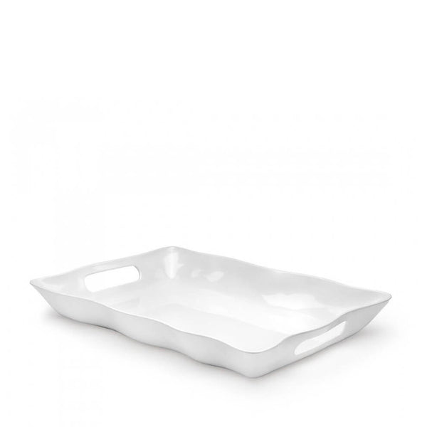 Q SQUARED Ruffle White Melamine Rectangle Tray Set Of 4