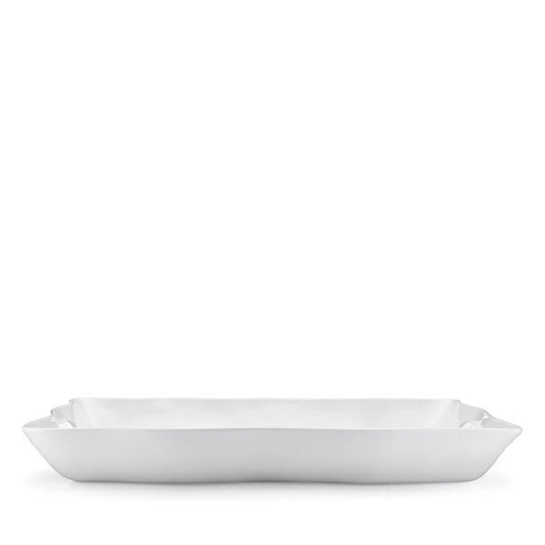 Q SQUARED Ruffle White Melamine Rectangle Tray Set Of 4