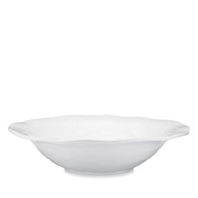Q SQUARED Ruffle White Melamine Round Shallow Serving Bowl Set Of 4