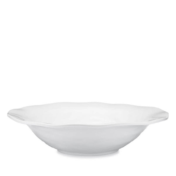 Q SQUARED Ruffle White Melamine Round Shallow Serving Bowl Set Of 4