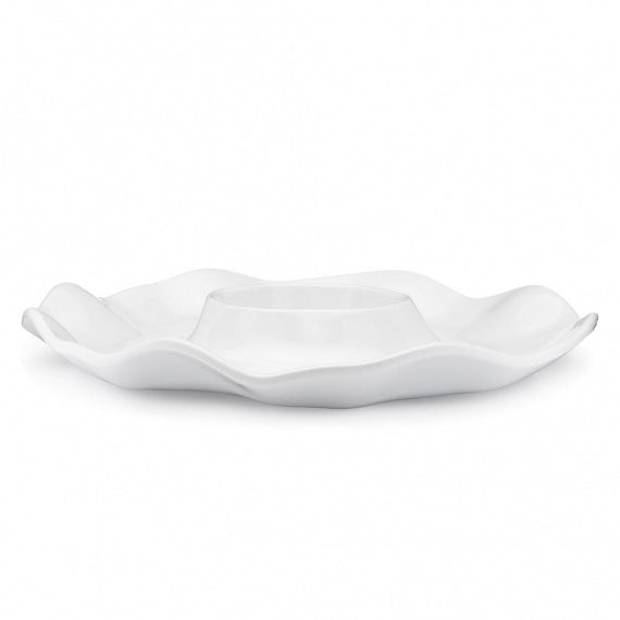 Q SQUARED Ruffle Melamine Chip & Dip Platter Set of 4