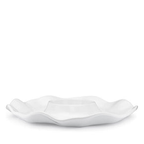Q SQUARED Ruffle White Melamine Chip & Dip Platter Set Of 4