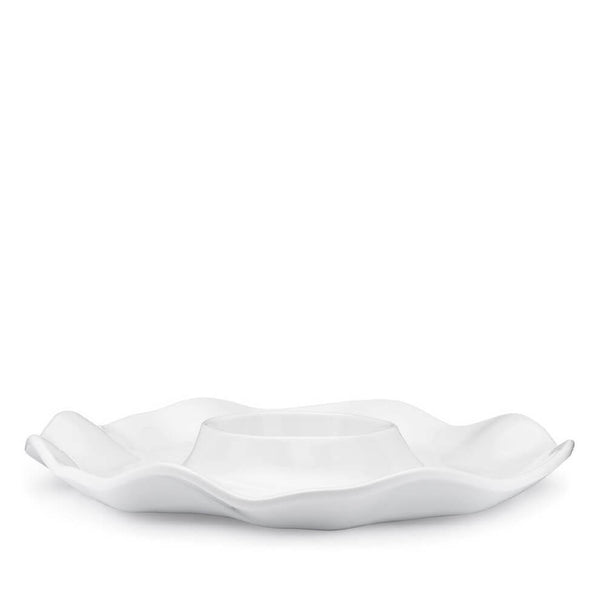 Q SQUARED Ruffle White Melamine Chip & Dip Platter Set Of 4
