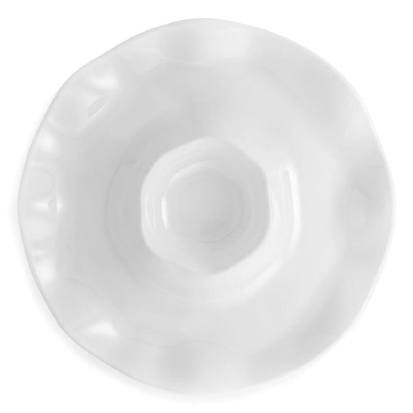 Q SQUARED Ruffle White Melamine Chip & Dip Platter Set Of 4