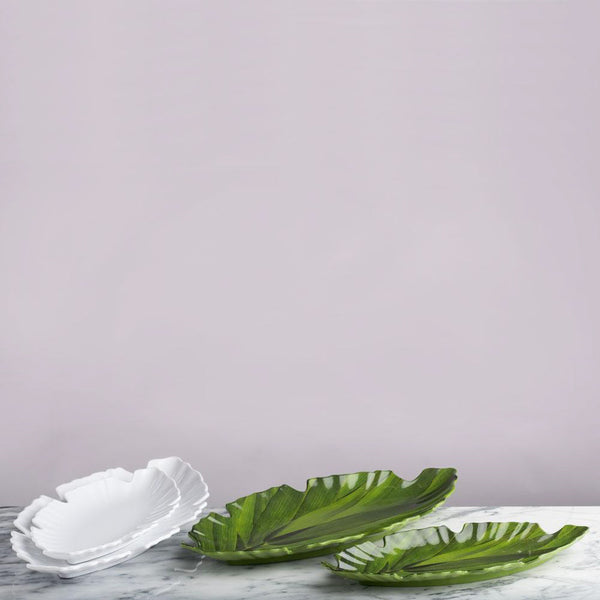 Q SQUARED Zen Melamine Leaf Platter Set of 4