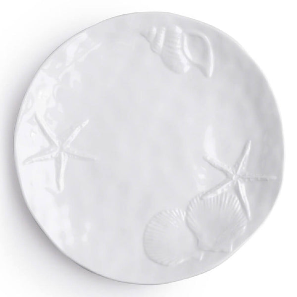 Q SQUARED Captiva Sea Life White Melamine Dinner Plate Set Of 4