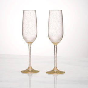 Q SQUARED Hudson Tritan Acrylic Champagne Flute in Glitter Set of 8