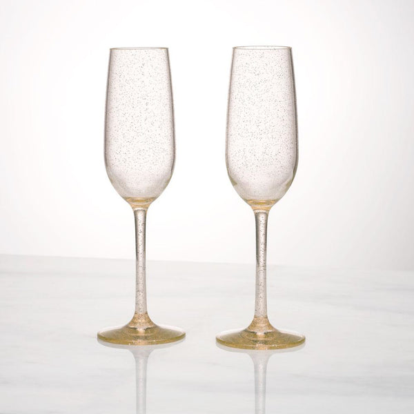 Q SQUARED Hudson Tritan Acrylic Champagne Flute in Glitter Set of 8