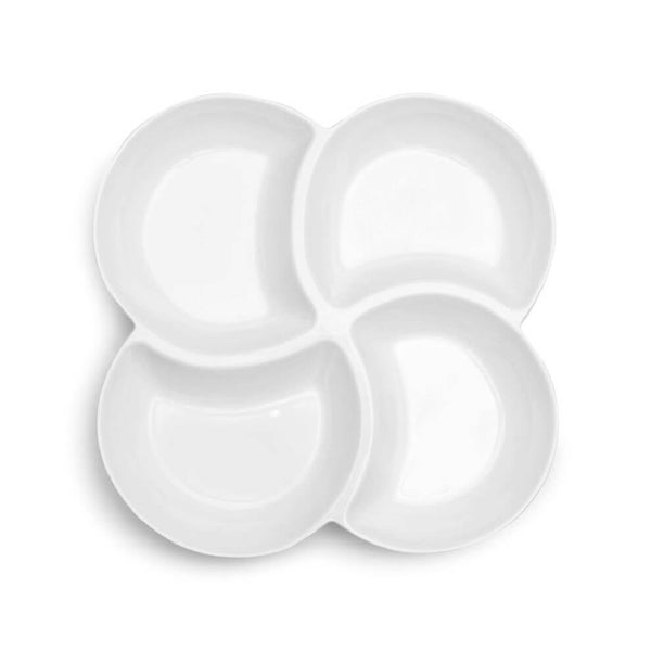 Q SQUARED Clover White Melamine Serving Platter Set Of 4