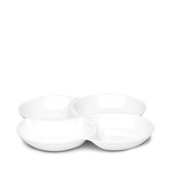 Q SQUARED Clover White Melamine Serving Platter Set Of 4