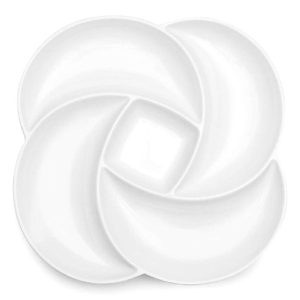 Q SQUARED Clover White Melamine Serving Platter Set Of 4