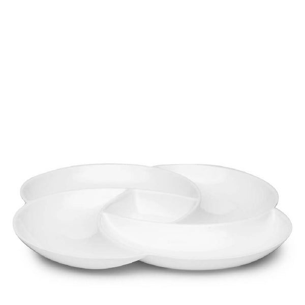 Q SQUARED Clover White Melamine Serving Platter Set Of 4
