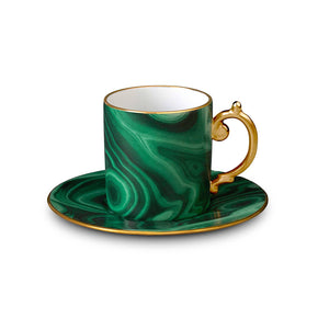 L'OBJET Malachite Espresso Cup & Saucer