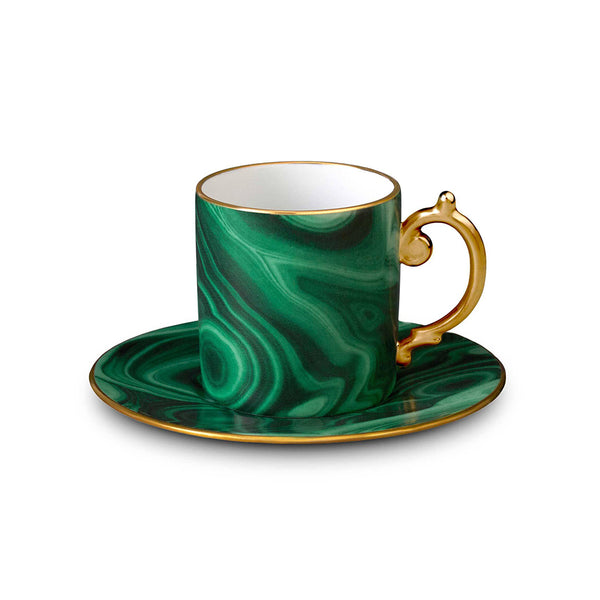 L'OBJET Malachite Espresso Cup & Saucer