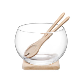 LSA INTERNATIONAL Serve Salad Set & Oak Base Set of 2