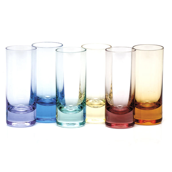 MOSER Vodka Shot Glass 2.5 Oz. Set Of 6 - Rainbow Colors