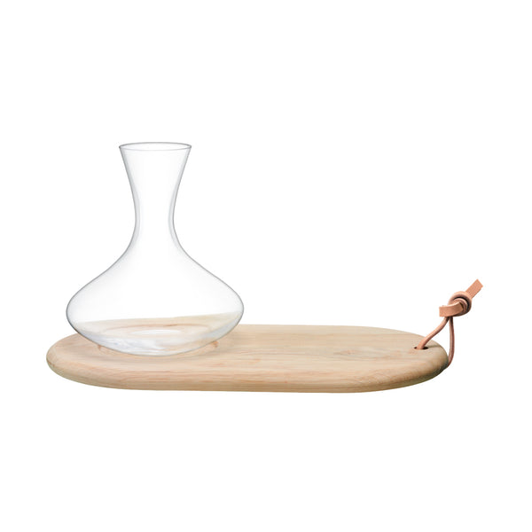 LSA INTERNATIONAL Wine Oak Cheese Board & Wine Carafe Set of 2