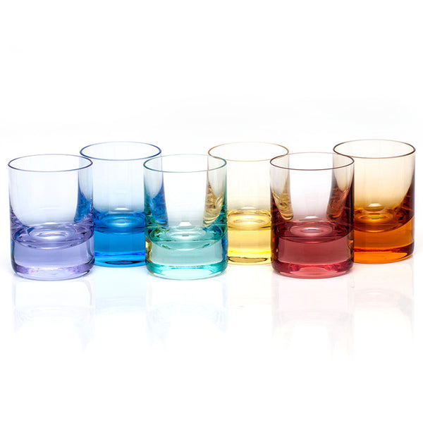 MOSER Whisky Shot Glass 2 Oz. Set Of 6 - Rainbow Colors